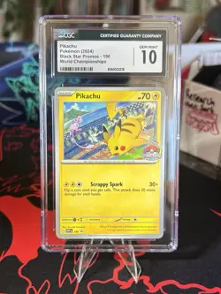 Pikachu 190 Black Star Promo CGC 10 Pokemon TCG SV World Championships STAMPED - Image 1