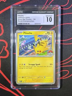Pikachu 190 Black Star Promo CGC 10 Pokemon TCG SV World Championships STAMPED - Image 3