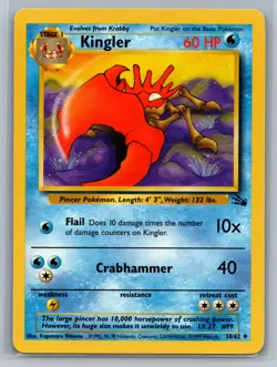 Kingler Fossil #38/62 Uncommon Pokemon Card - Image 1