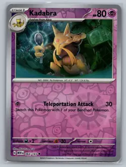 Kadabra SV: Scarlet & Violet 151 #064/165 Uncommon Reverse Holo Pokemon Card - Image 1