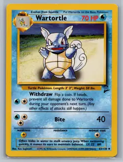 Wartortle Base Set 2 #063/130 Uncommon Pokemon Card - Image 1