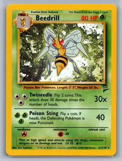 Beedrill Base Set 2 #021/130 Rare Pokemon Card - Image 1