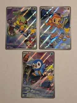 Pokemon TCG First Partner Illustration Collection Chimchar, Turtwig, Piplup - Image 1