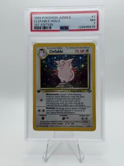 1999 Pokemon Jungle 1st Edition #1 Clefable Holo PSA 7 NM - Image 1