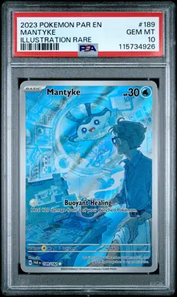 2023 POKEMON PAR EN-PARADOX RIFT ILLUSTRATION RARE #189 MANTYKE PSA 10 - Image 1