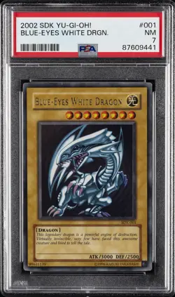 2002 YU-GI-OH! STARTER DECK: KAIBA #001 BLUE-EYES WHITE DRAGON PSA 7 - Image 1