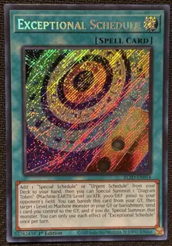 Yugioh! Exceptional Schedule Secret Rare Near Mint 1st Edition BLZD-EN054 - Image 1