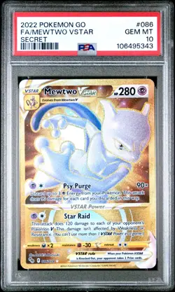 PSA GEM MINT 10 Mewtwo VStar Gold Secret Rare 2022 Pokemon GO - 086/078 - Image 1