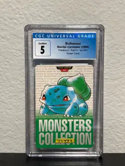 Bulbasaur Pokemon Bandai Carddass 1996 no. 001 Green Card CGC 5 - Image 1