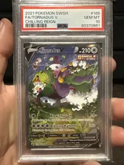 2021 POKEMON SWORD & SHIELD CHILLING REIGN #185 FULL ART/TORNADUS V PSA 10 - Image 1