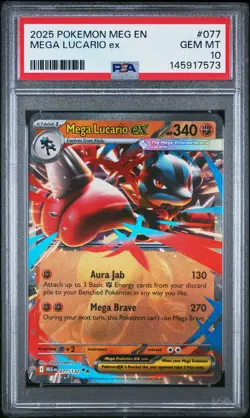 2025 POKEMON MEG EN-MEGA EVOLUTION #077 MEGA LUCARIO EX PSA 10 - Image 1