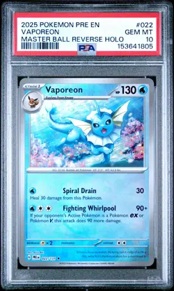 2025 POKEMON PRE EN-PRISMATIC EVOLUTIONS #022 VAPOREON PSA 10 - Image 1