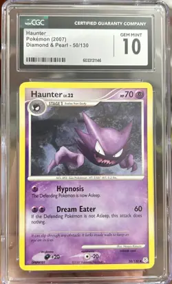 CGC 10 Gem Mint Pokemon 2007 Diamond & Pearl Base Set Haunter 50/130 Non Holo - Image 1
