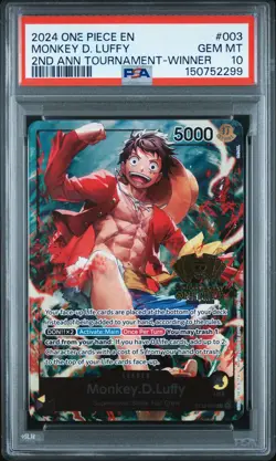 2024 ONE PIECE PROMOS 2ND ANNIVERSARY TOURNAMENT-WINNER MONKEY D. LUFFY PSA 10 - Image 1