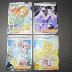 Pokemon Full Art Holo Trainer Card Lot - Lillie, Rosa, Daisy, Jacinthe - 4 Cards - Image 1