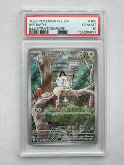 2025 POKEMON 106/094 MEOWTH PHANTASMAL FLAMES ILLUSTRATION RARE - PSA 10 - Image 1
