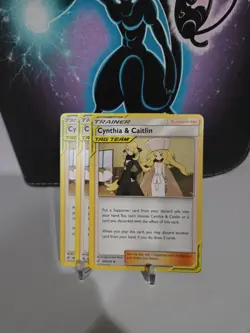 3X - Cynthia & Caitlin 189/236 Cosmic Eclipse Sun And Moon Pokemon Trainer - Image 1
