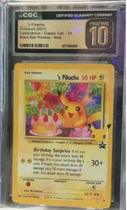 2021 Pokemon Celebrations Classic Collection 24 Birthday Pikachu CGC Pristine 10 - Image 3