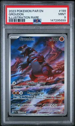 PSA 9 Graded Pokemon TCG Groudon 199/182 Paradox Rift Illustration Rare - Image 1
