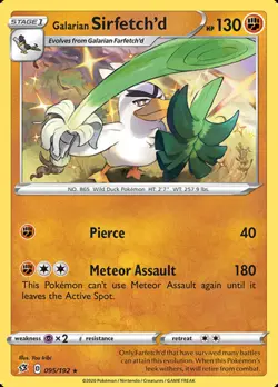 x1 Galarian Sirfetch'd - 095/192 - Holo Rare Pokemon SS02 Rebel Clash M/NM - Image 1