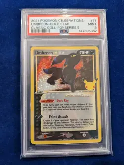 2021 Pokemon Celebrations Umbreon Gold Star Classic Pop Series 5 #17 PSA 9 MINT - Image 1