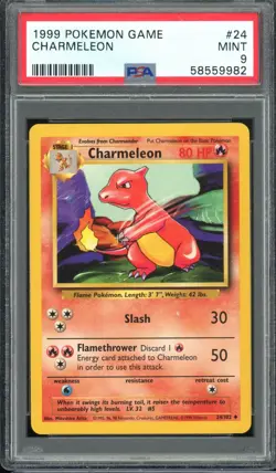 1999 POKEMON BASE SET UNLIMITED #24 CHARMELEON PSA 9 - Image 1