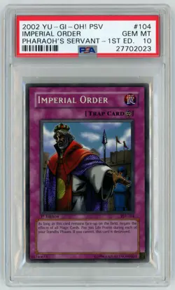 YUGIOH PSA 10 2002 Imperial Order PSV-104 Pharaoh's Servant 1st Edition - Image 1