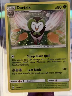 Pokemon TCG Dartrix Sun & Moon Base Set 10/149 Cosmos Holo Rare MP/LP - Image 1