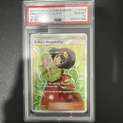 2019 POKEMON SUN & MOON TEAM UP #174 FULL ART/ERIKA'S HOSPITALITY PSA 10 - Image 1