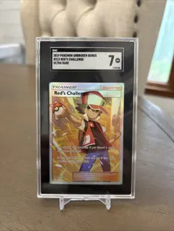 2019 POKEMON SUN & MOON UNBROKEN BONDS #213 FULL ART/RED'S CHALLENGE SGC 7 - Image 1