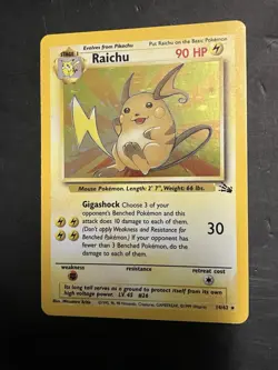 Pokemon Fossil Holo Raichu 14/62 Vintage Rare WOTC 1999 - Image 1