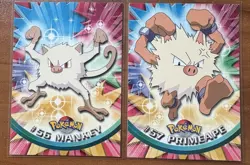 1999 Topps Pokemon TV Series 1 Mankey #56 & Primeape #57 Blue Logo Lot Non-Foil - Image 1