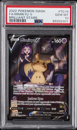 2022 POKEMON SWORD & SHIELD BRILLIANT STARS #TG16 FULL ART/MIMIKYU V PSA 10 - Image 1
