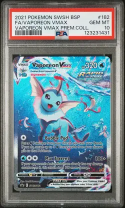 2021 POKEMON SWSH BLACK STAR PROMO #182 FULL ART/VAPOREON VMAX PSA 10 - Image 1