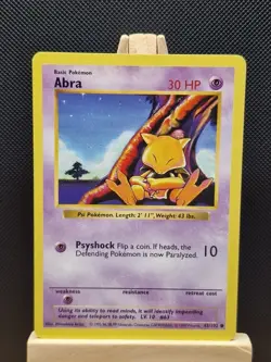 Pokemon 1999 WOTC Base Set Shadowless Abra 43/102 - Near Mint - Image 1
