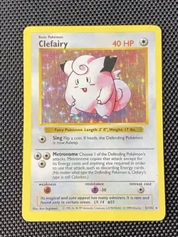 Clefairy HP Base Set Holo Rare Shadowless 5 Vintage Pokemon 5/102 WOTC 1999 - Image 1
