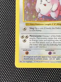 Clefairy HP Base Set Holo Rare Shadowless 5 Vintage Pokemon 5/102 WOTC 1999 - Image 5