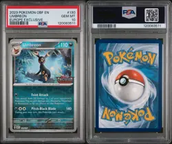 UMBREON 2023 POKEMON 130/197 REVERSE HOLO OBSIDIAN FLAMES PROMO PSA 10 EUROPE - Image 3