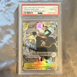 Bandai One Piece Trafalgar Law OP10-119 Manga Secret Rare Holo PSA 10 - Image 1