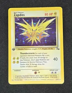 Zapdos 15/62 Fossil Holo 1st Edition WOTC 1999 Pokemon Card - Image 2