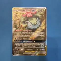 Pokemon Venusaur and Snivy GX SM 229 Full Art Tag Team Promo Card lp - Image 1