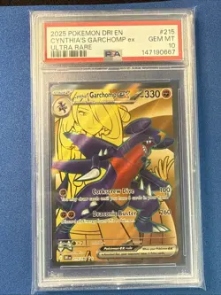 Pokemon Destined Rivals Cynthia's Garchomp EX 215/182 Ultra Rare Full Art PSA 10 - Image 1