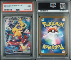 2023 Pikachu ex #001 WCS23 World Championships Pokemon JPN Full Art Promo PSA 9 - Image 3