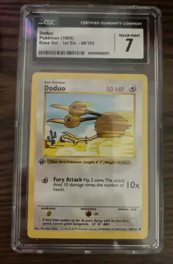 Doduo Pokemon 1999 Base Set 48/102 1st Edition Shadowless CGC 7 Near Mint - Image 1