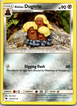 POKEMON ALOLAN DUGTRIO 123/214 UNCOMMON LOST THUNDER NM/M - Image 1