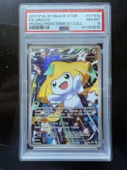 2017 Pokemon Black Star Jirachi Full Art XY67a XY Promos NM-MT PSA 8 - Image 1