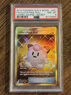 2019 Pokemon Sun & Moon FA/Lillies Poke Doll Cosmic Eclipse Secret #267 PSA 8 - Image 1