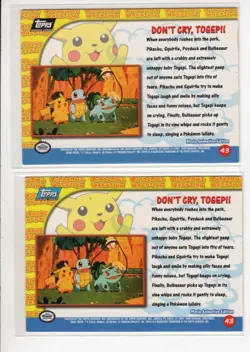 1999 POKEMON DON'T CRY TOGEPI BLACK & BLUE LABEL PIKACHU'S VACATION #43 LOT EX - Image 2