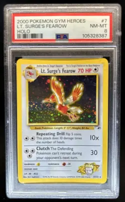 2000 Pokemon Gym Heroes Lt. Surge's Fearow Holo #7/132 - Image 1