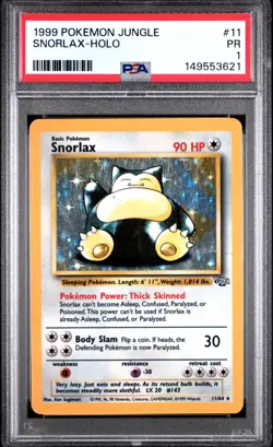 PSA 1 PR 1999 Pokemon Jungle Snorlax 11/64 Holo Foil Rare WOTC - Image 1